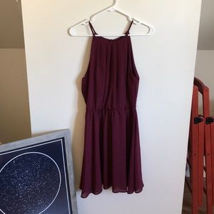 Maroon Halter-style Dress